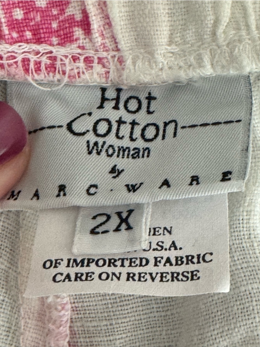 Hot Cotton Floral Linen Pants 2X Wide Leg Elastic Waist - Picture 2 of 6